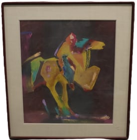 Veloy Joseph Vigil, Horse & Rider, Etching, Signed
