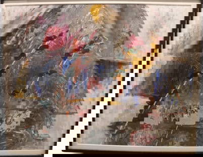 Shingo Honda, Abstract Expressionist Painting, Signed and Dated '88: Shingo Honda, Abstract Expressionist Painting, Signed and Dated '88 Artist: Shingo Honda Description: A dynamic large-scale abstract painting featuring bold brushwork, layered textures, and