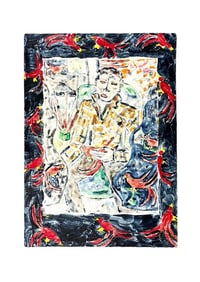 Susan Bush - Man With Red Birds - 1985 - Oil Monoprint on Rives