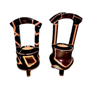 Richard Schneider - Signed Glazed Clay Candle Stands