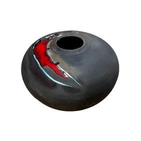 Tony Evans Raku Ceramic, Circa 1985, 7.6-Inch Diameter, Signed and Dated