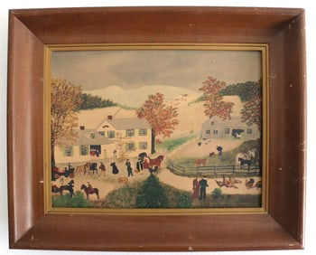 Grandma Moses, Home For Thanksgiving, 1953 Framed Print