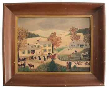 Grandma Moses, Home For Thanksgiving, 1953 Framed Print