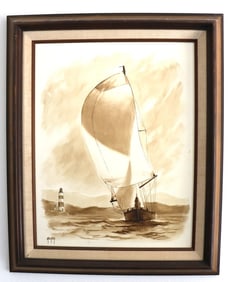 Bonnie Gregory, Sailboat on the Horizon, Oil Painting, Signed