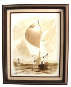 Bonnie Gregory, Sailboat on the Horizon, Oil Painting, Signed