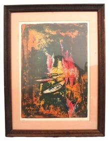 Hoi Lebadang, Boats at Dusk, Lithograph,  Pencil Signed, Limited Edition (245/275)