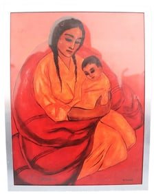 R.C. Gorman, "Navajo Madonna", Native American, Print, Double Signed