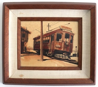 San Pedro Trolley Car Scene, Water Color
