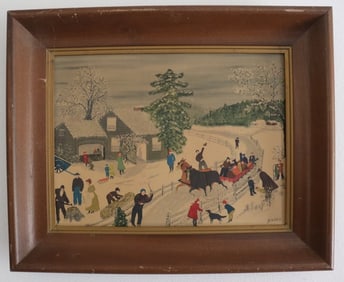 Grandma Moses (Anna Mary Robertson Moses), Joy Ride, Print, Signed