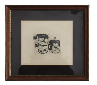 Charles Bragg, Signed, Tandem Figures Etching, L.E. 35/100, American Satirical Modern Fine Art Print