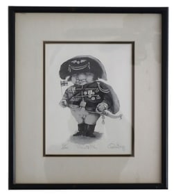 Charles Bragg, Signed, Minute Man Etching, L.E. 68/300, American Satirical Modern Collectible Print
