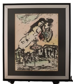 Marc Chagall, 1963, The Sky From the Place de la Concorde, Surrealist Drawing