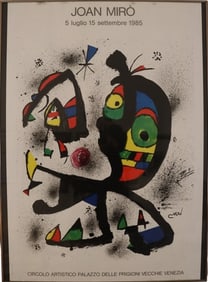 Joan Miró, 1985, Venice Exhibition Abstract Lithograph Poster, Printed Signature