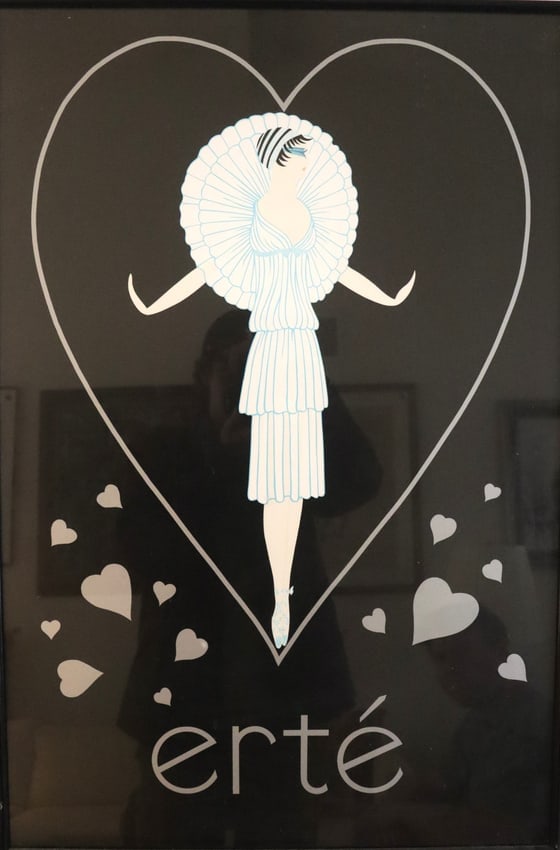 Erte, Black and White Art Deco Fashion Illustration, Serigraph, Signed: Artist: Erte Description: Erte, Black and White Art Deco Fashion Illustration, Se