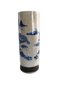 Asian Landscape Ceramic Vase, Ceramic Art