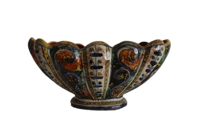 St. Zeno, Italian Majolica Pottery Centerpiece Bowl, Art Pottery, Signed
