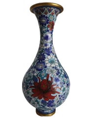 Chinese Cloisonne Floral Vase, Enamelware