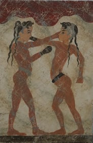 The Boys Boxing Match, Fresco Reproduction, Ancient Greek, Wall Art, Historical