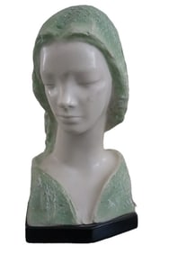 Vincent Glinsky, 1960s, Signed, The Dreamer, Bust Sculpture, American Modern Art, Resin Plaster