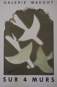 Georges Braque, 1957, Printed Signature, Galerie Maeght Sur 4 Murs, Lithograph Poster, French Modern