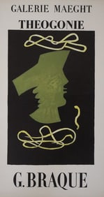 Georges Braque, 1955, Printed Signature, Galerie Maeght Theogonie, Lithograph Poster, French Modern