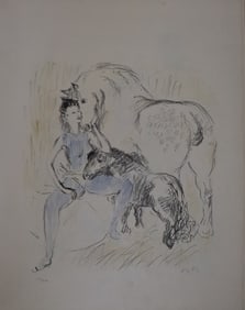 Marcel Vertès, Signed, Person with Horses, Lithograph, 190/250, Modern Expressionist Art