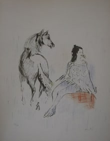 Marcel Vertès, Woman and Horse, Signed, Lithograph, L.E. 154/250, Hungarian French, Modern