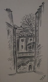 Alleyway Building, Drawing, Signed