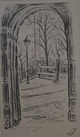 Park View Through Archway, Drawing, Signed