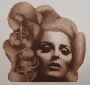 Michael Byergo, The Lady, Signed, Etching, L.E. 8/84, American, Contemporary Figurative, Paper