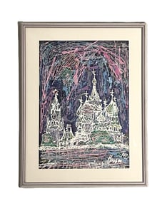 St Basil's Cathedral - Framed Painting - Circa 1992