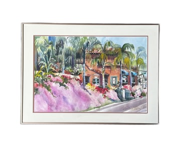 Charlene Bonney, Solana Beach Coastal Landscape, Watercolor Painting, Signed