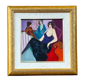 Itzchak Tarkay, Seated Woman, Modern Figurative Painting, Canvas, Signed