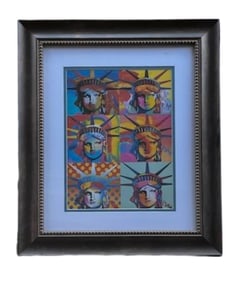Peter Max, "Liberty Heads" 1996 Print