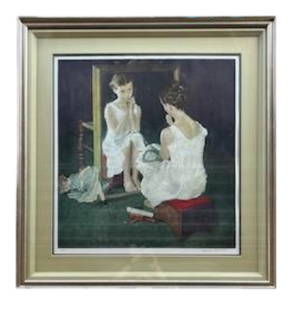Norman Rockwell, c. 1954, Signed, Girl at Mirror, Lithograph, AP, American Realism, Collectible Art: Artist: Norman Rockwell Description: Norman Rockwell, c. 1954, Signed, Girl at Mi