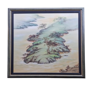 Lonia Giffords, Japanese Fishermen, Signed, Painting on Rice Paper
