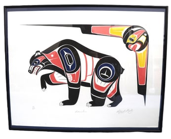 Richard Ahouty, Ostormsy Bear Looks Within, Native American, Limited Edition 17/100, Signed