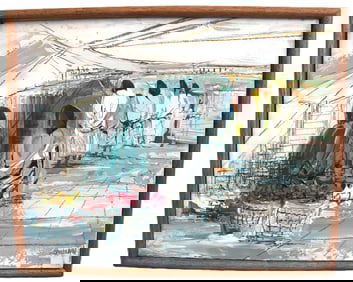 Market Day Abstraction, Pastelle, Signed