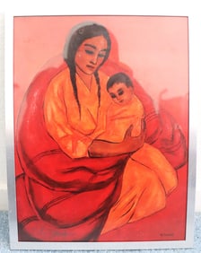 R.C. Gorman, "Navajo Madonna", Native American, Print, Double Signed