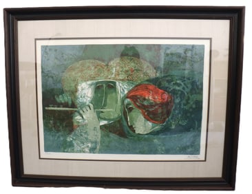 ALVAR, Figures with Flute (9/125) Signed Original Lithograph Art