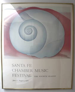 Georgia O'Keeffe, White Shell with Red Santa Fe Chamber Music Festival 1976 Poster: Artist: Georgia O'Keeffe Description: Georgia O'Keeffe, White Shell with Red Sa
