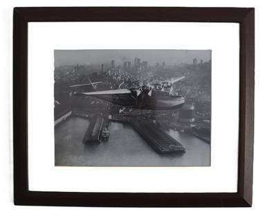 Clyde Sunderland 1935 China Clipper Over San Francisco Bay Photographic Print Documentary Historical: Artist: Clyde Sunderland Description: Clyde Sunderland, 1935, Not Signed, Chin