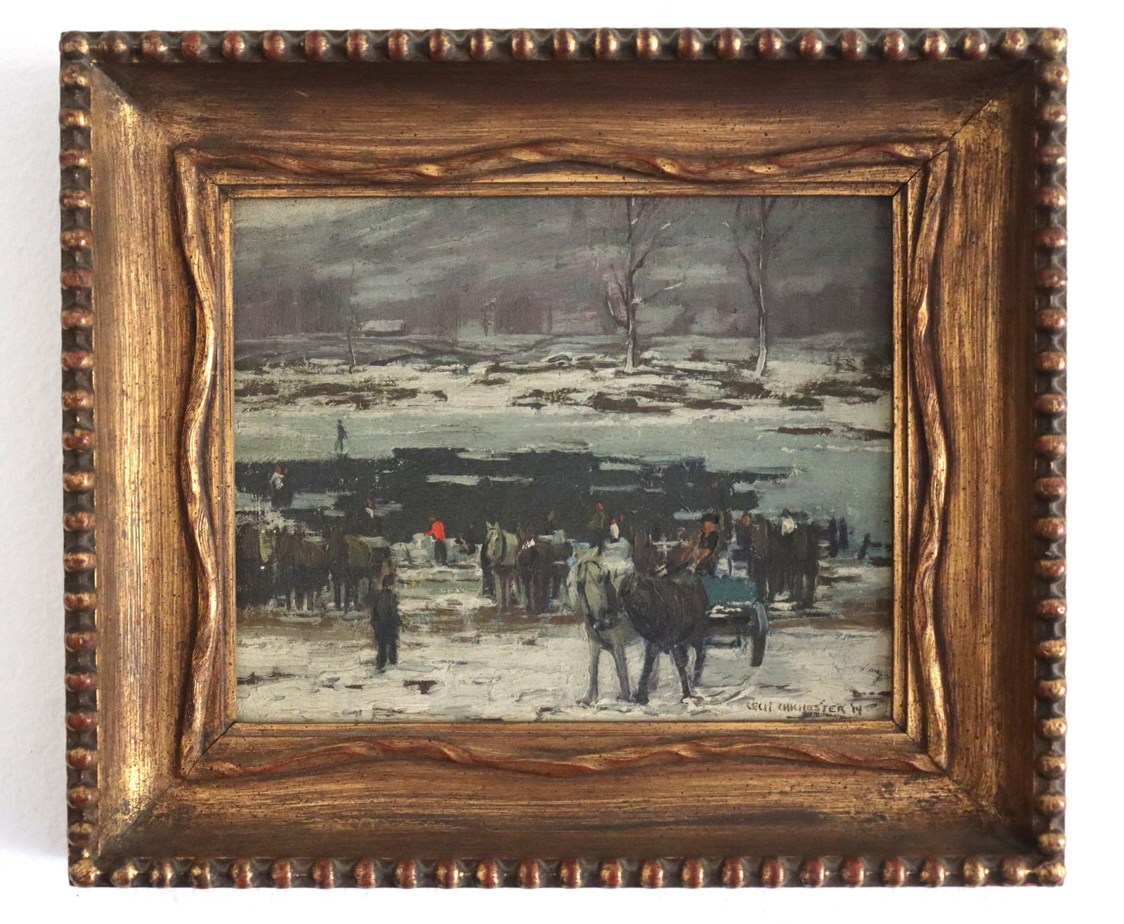 Cecil Chichester, 1914, Winter Landscape, American Realist Painting, Oil on Board, Signed (1 of 3)