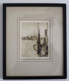 John W. McCoy, The Tuna Wharf, Pencil Signature, Double Signed