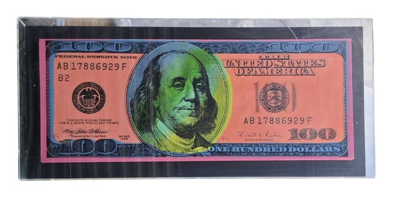 Steve Kaufman, New $100 Bill (American Money), Signed, Screenprint on Canvas