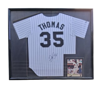 White Sox Jersey with Picture of Thomas, Signed, Jersey and Photo