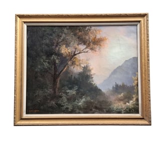 S. Cunningham, Mountain Range & Forest, Signed, Oil on Canvas