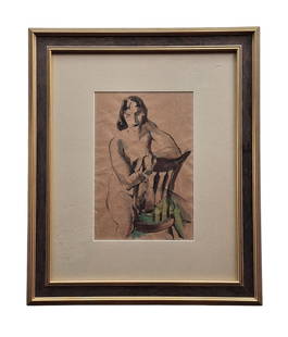 Barse Miller, Signed, Nude Figure Study Drawing Watercolor, American Modernist Fine Art Collectible: Artist: Barse Miller Description: Barse Miller, c. 1940, Signed, Nude Figure Stud