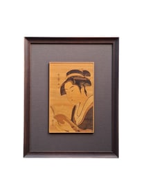 Geisha, Japanese Wood Inlay, Marquetry Parquetry