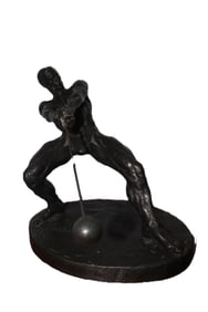 Theodore Schlandt, 1968, Bronze Sculpture, Limited Edition 56/300, Signed, Man Throwing